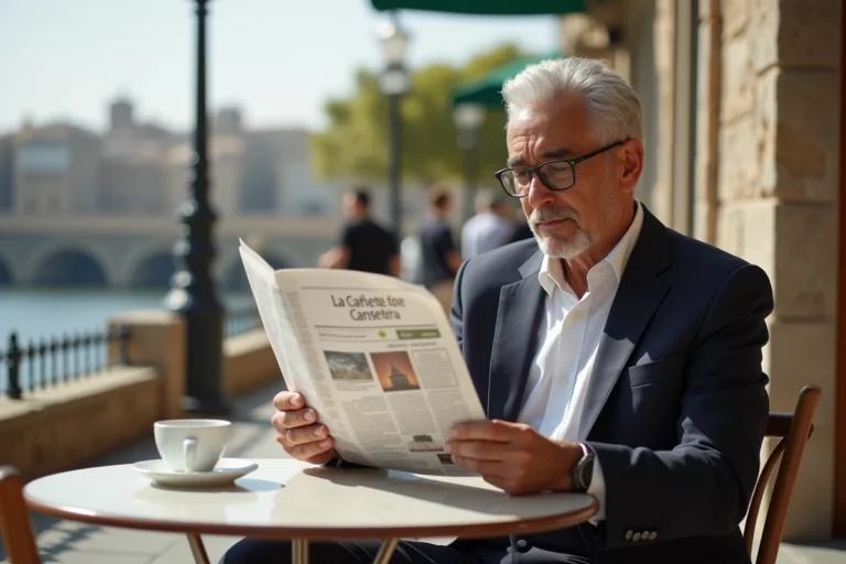 Homme d age moyen lisant un journal à Constantine